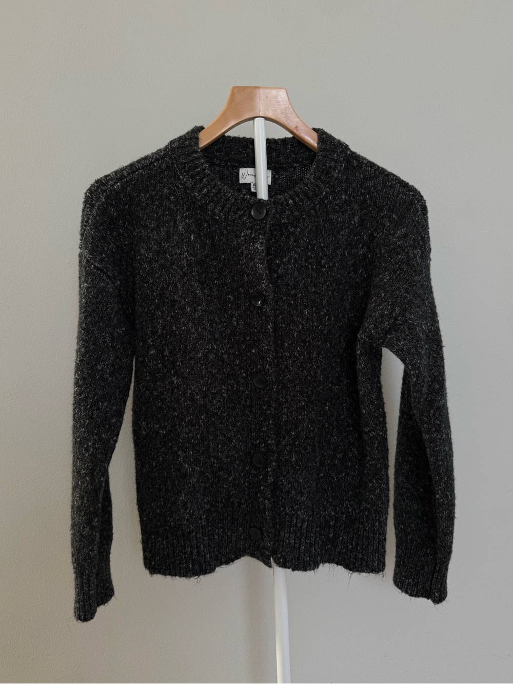Wonderly Black Button-Front Knit Cardigan